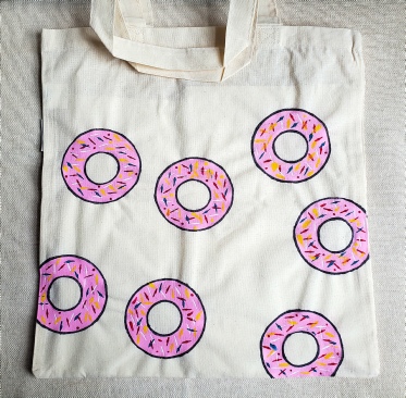 Donut Painting on Tote Bag, Kulina Folk Art